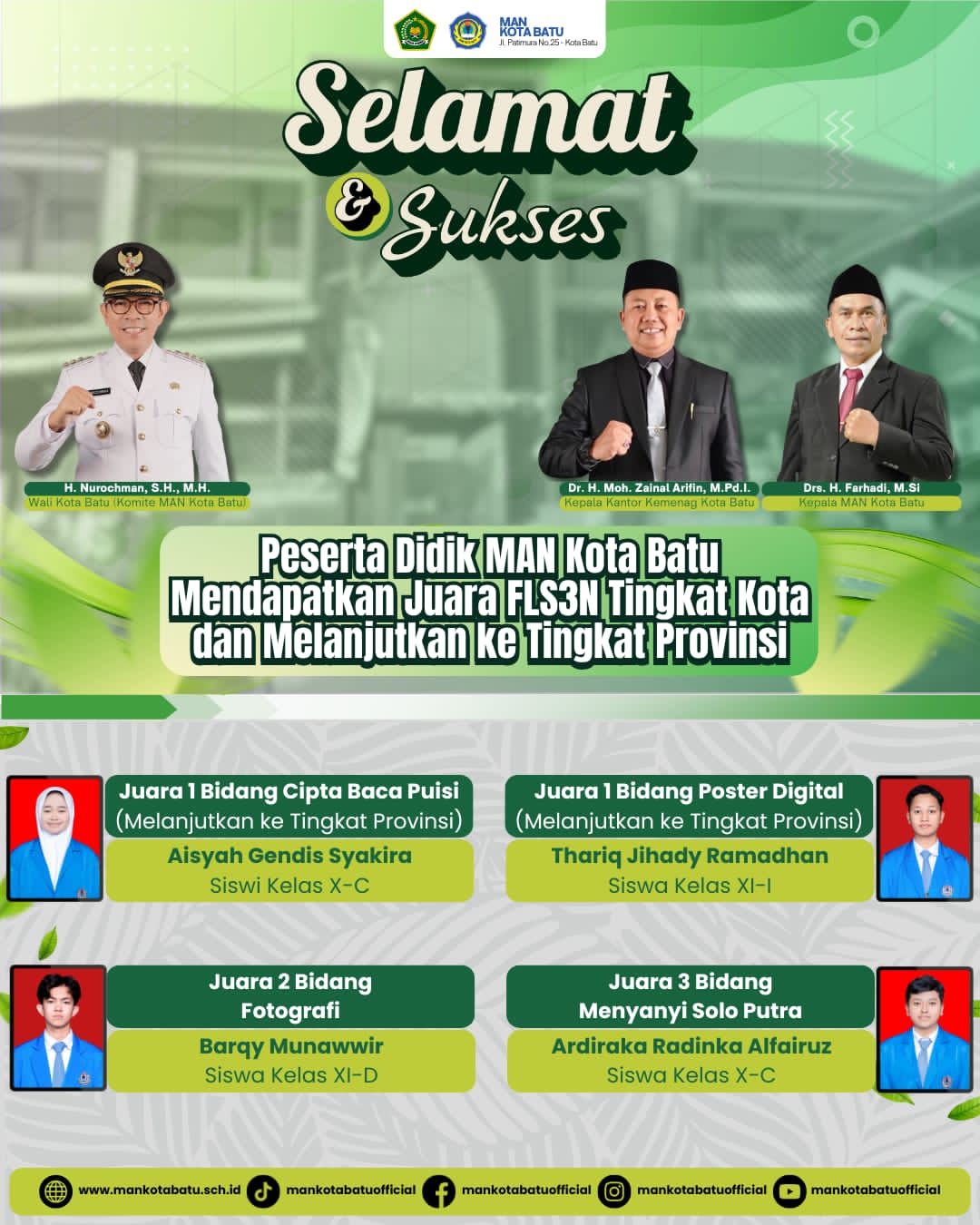 Pertama Kali Ikut FLS3N, MAN Kota Batu Raih Prestasi Gemilang